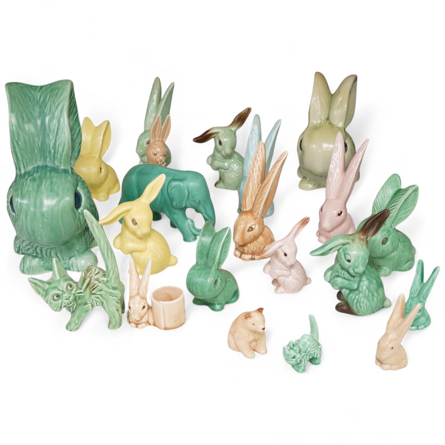 A Sylvac bunny and a collection of other animal figures, largest 25cm high